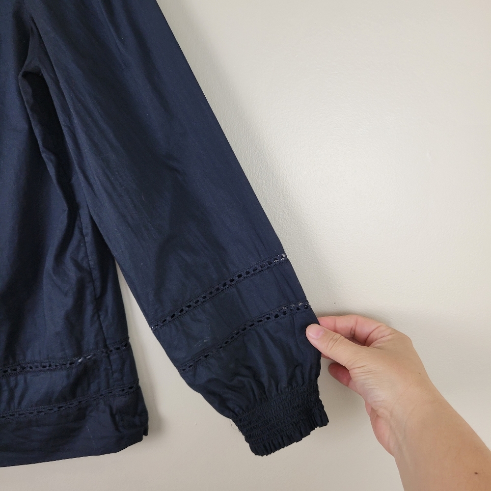 J Crew Ruffle Neck Eyelet top - Picture 5 of 7